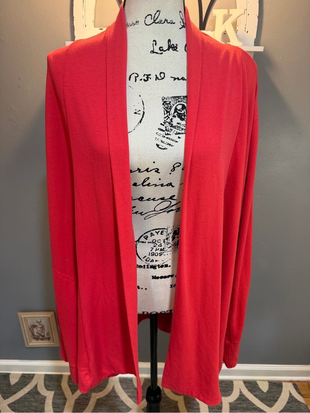TEK GEAR RED OPEN FRONT CARDIGAN SZ 2X